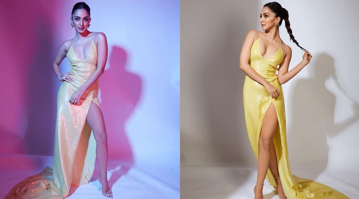 Kiara Advani dazzles in a yellow thigh-high slit dress; oozes oomph!