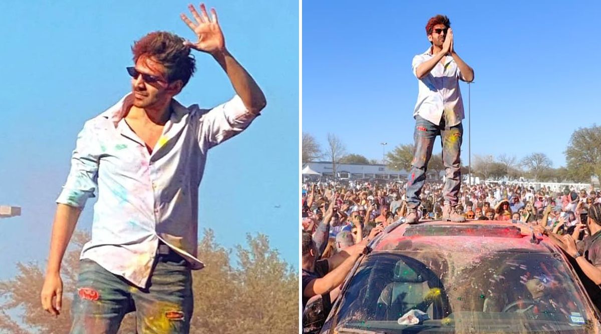 Kartik Aaryan Is Truly Fan Favorite As He Celebrates Holi With Huge Crowd In The US; (Watch Video)