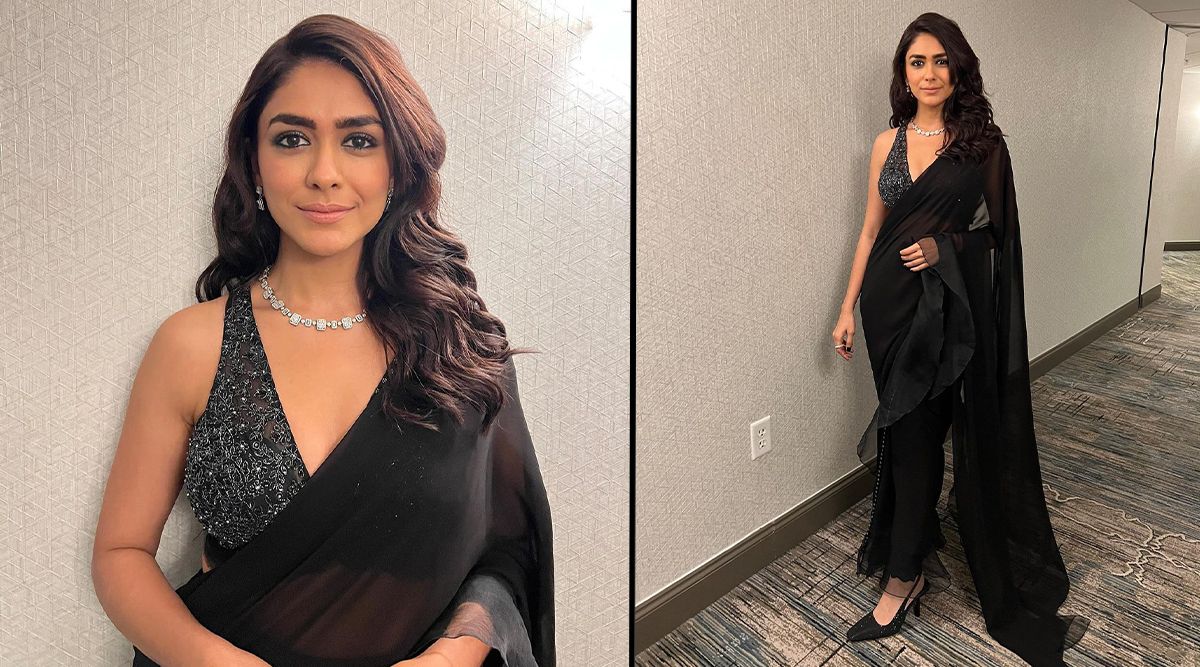 Mrunal Thakur makes black look so desirable as she wears an ethnic sequin saree