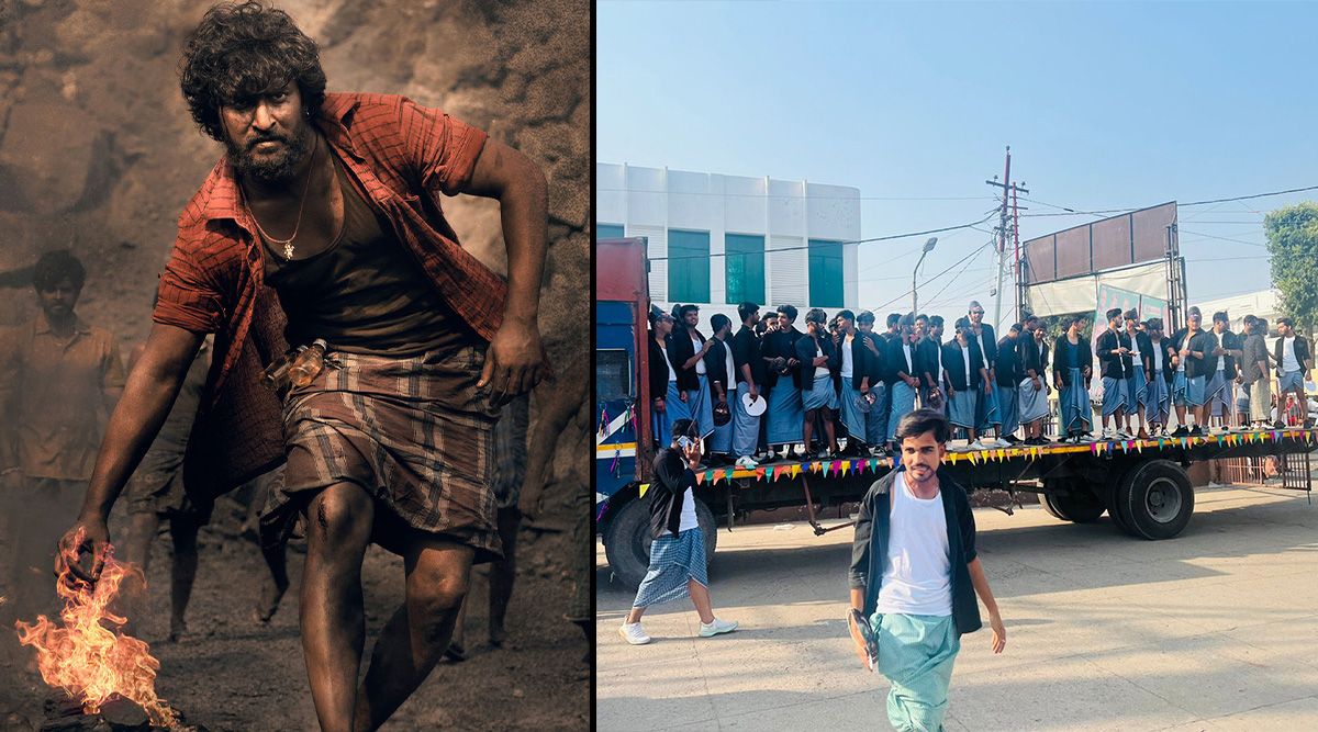 Dasara Trailer Launch: Grand Welcome For Superstar Nani At Theatres In Lucknow With Band, Bajaa And Baarat! (Watch Video)