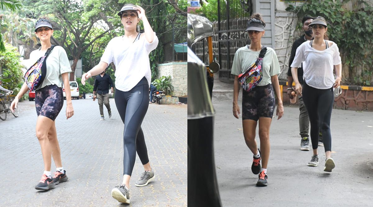 BFFs Rhea Chakraborty and Shibani Dandekar photographed after a workout on Tuesday