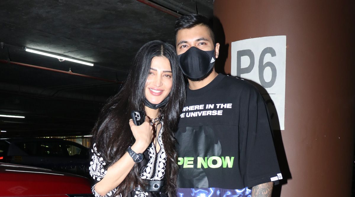 Pics: Shruti Haasan and beau Santanu Hazarika twin in their favorite colour black as they get papped at the airport