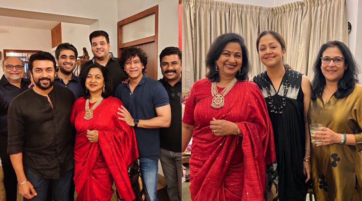 Suriya, Jyotika and Radhika Sarathkumar attend a house party with friends