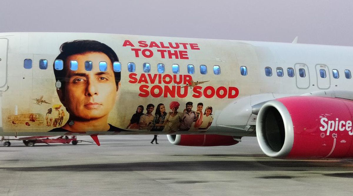 SpiceJet acknowledges Sonu Sood's contribution to Covid-19; A plane with his picture on it takes off