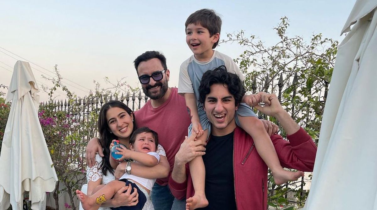 Saif Ali Khan poses with Jeh, Taimur, Ibrahim, and Sara Ali Khan for the ultimate Pataudi family photo