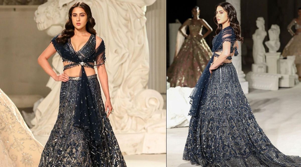 Sara Ali Khan is all-things-royal in a midnight blue Falguni Shane Peacock lehenga