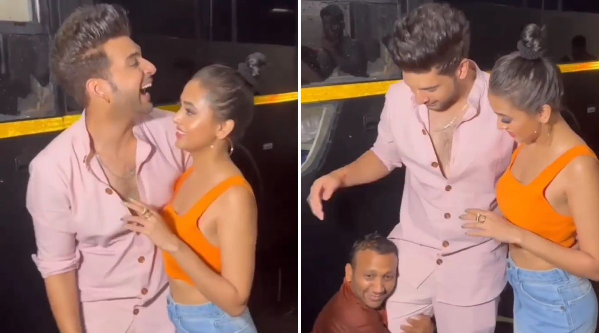 Tejasswi Prakash And Karan Kundrra's Sweet Moment; A Stunning Pink And Orange Visual Delight! (Watch Video)