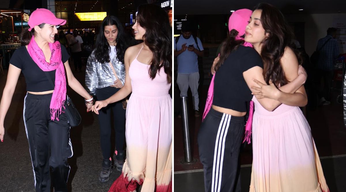 Wow! Janhvi Kapoor And Sara Ali Khan's Heartwarming Airport Reunion Goes Viral, Check Out the Adorable Hug! (Watch Video)