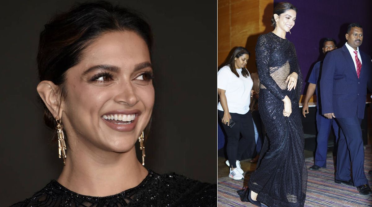 Deepika Padukone looks dreamy & elegant in this see-through black sequin saree