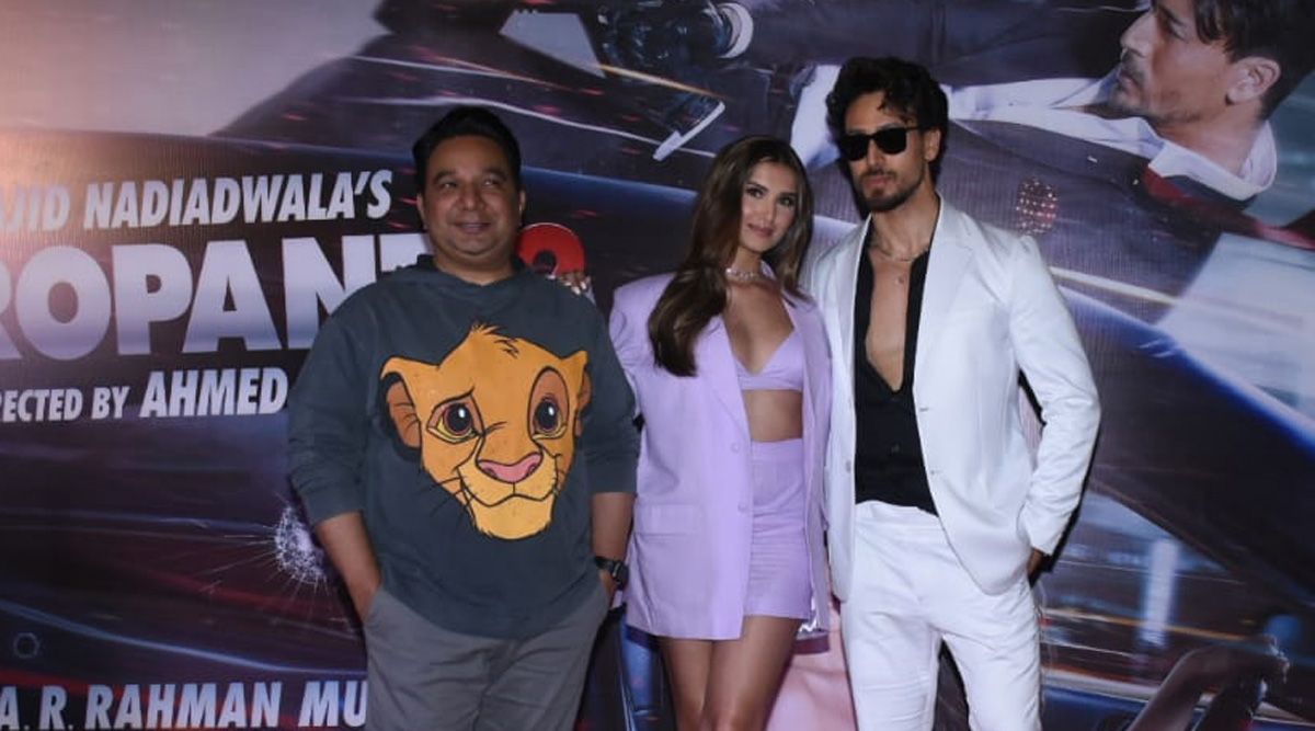 Tiger Shroff, Tara Sutaria, and director Ahmed Khan at the song launch of Heropanti 2