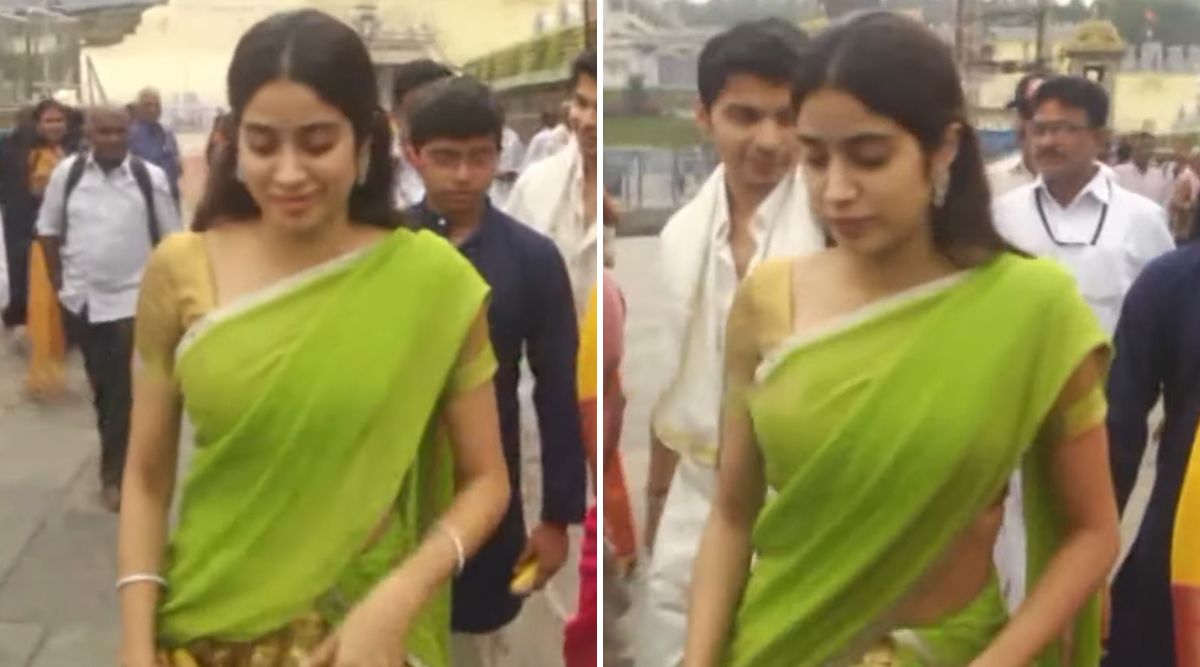 Janhvi Kapoor kneels on the floor of the Tirumala shrine as she seeks blessings with friends; Watch!