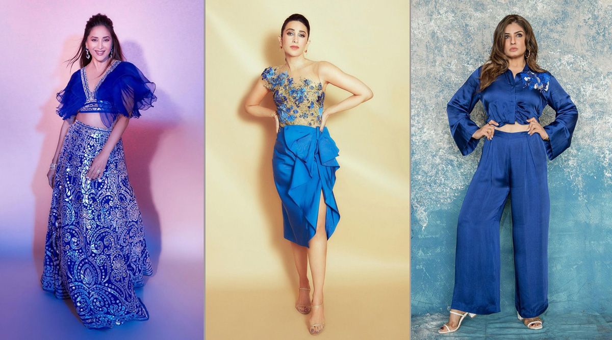 Madhuri Dixit, Karisma Kapoor, or Raveena Tandon, which diva from 90s looks utterly bewitching in blue?