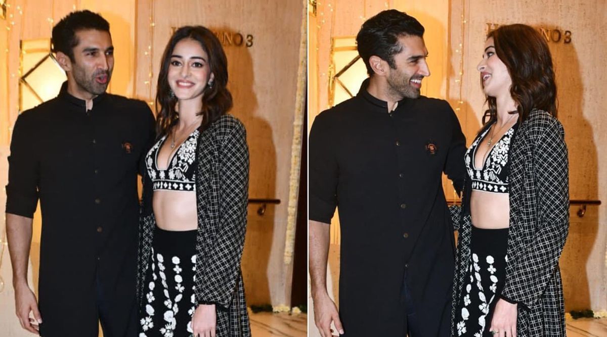 Rumored couple Ananya Panday and Aditya Roy Kapur pose together as they spark their romance at the Diwali bash