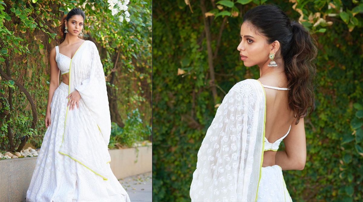 Suhana Khan flaunts her Desi avatar in a white Chikankari lehenga