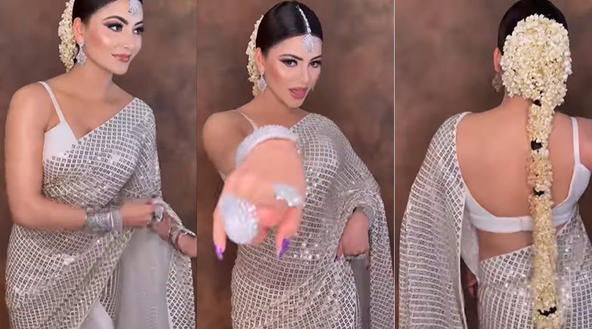 Urvashi Rautela shines like a diamond in a shimmery saree