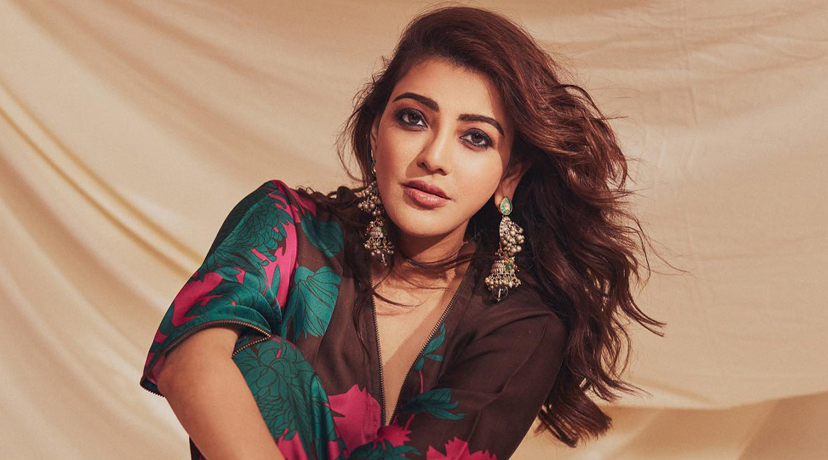 Kajal Aggarwal looks chic in a color-blocked Kurti and simple printed lounge pants