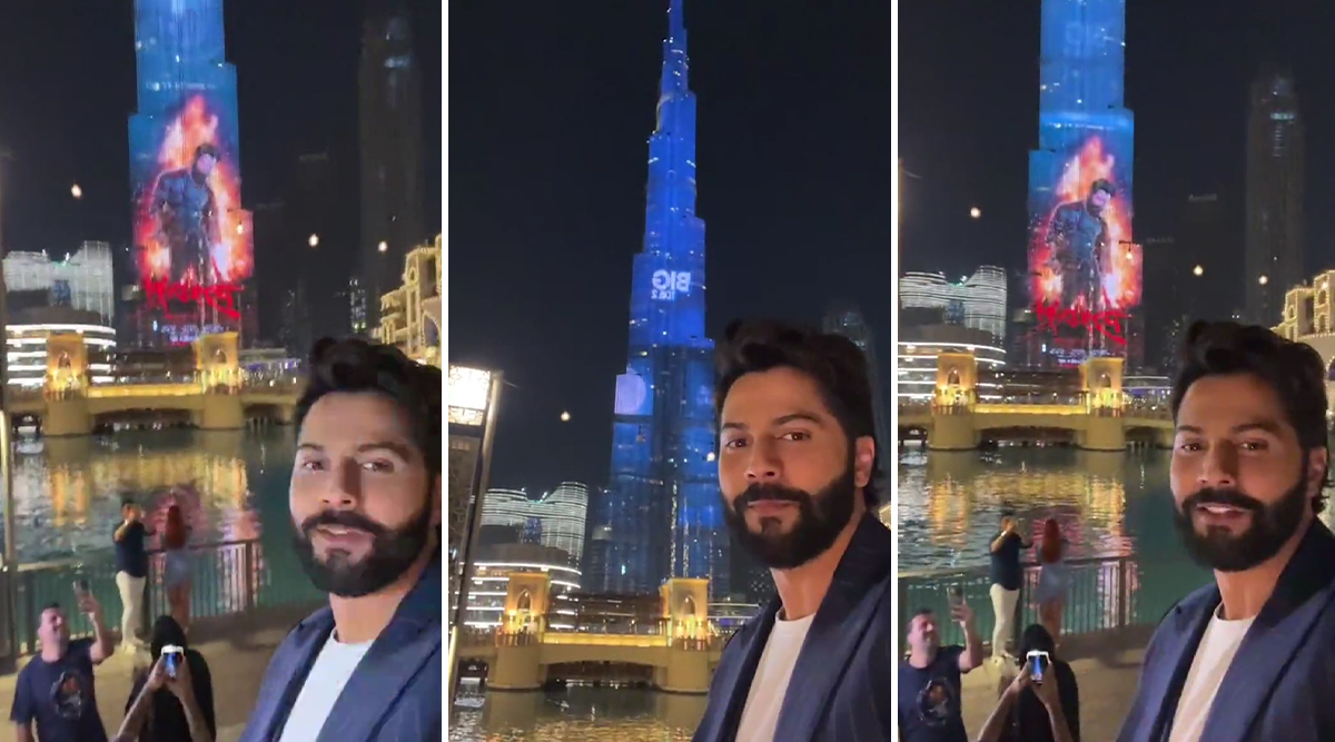 Excited Varun drops his phone as Bhediya TRAILER gets screened at Burj Khalifa; Watch now!