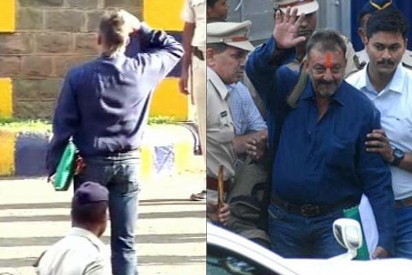 View Pics & Video: Sanjay Dutt completes his jail sentence, walks free!