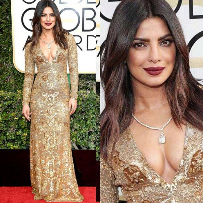 View Pics: Priyanka Chopra’s stunning ‘golden’ avatar at the Golden Globes Awards!